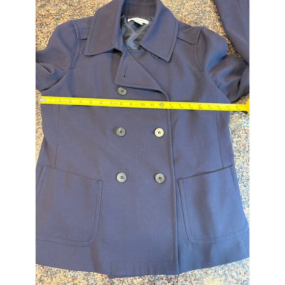 Liz Claiborne Navy Pea Coat Poly/Ray/Spandex Blend Size M - Picture 5 of 8